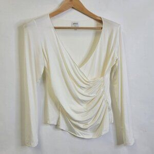 Armani Collezioni Faux wrap  v neck  stretchy with cinch front  long sleeve Top